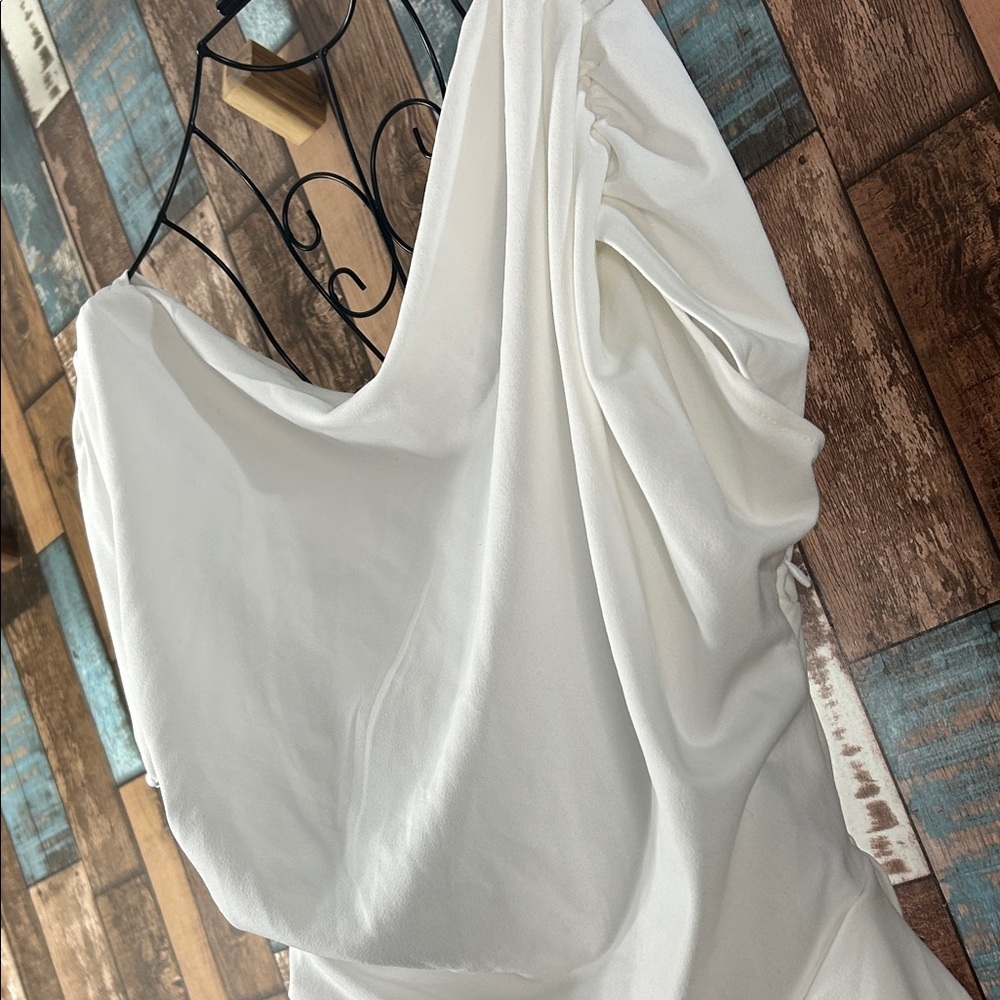 Chic Asymmetrical White Dress - Picture 12 of 15